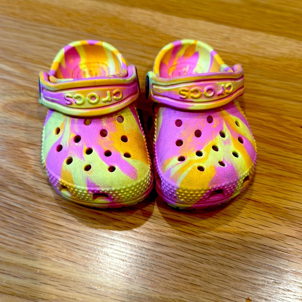 Cute pink and yellow toddler Crocs